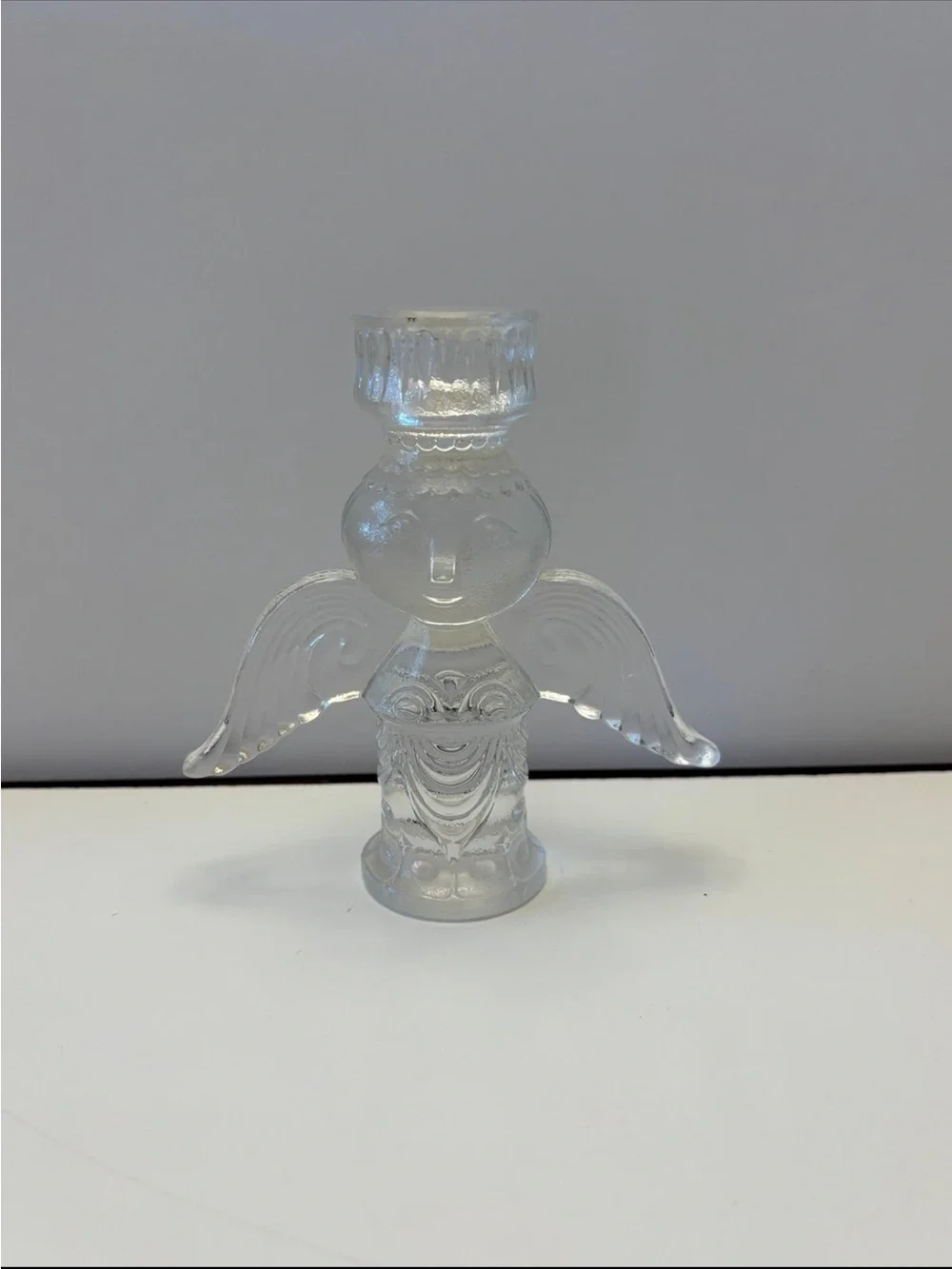 Clear Glass Angel Candle Holder